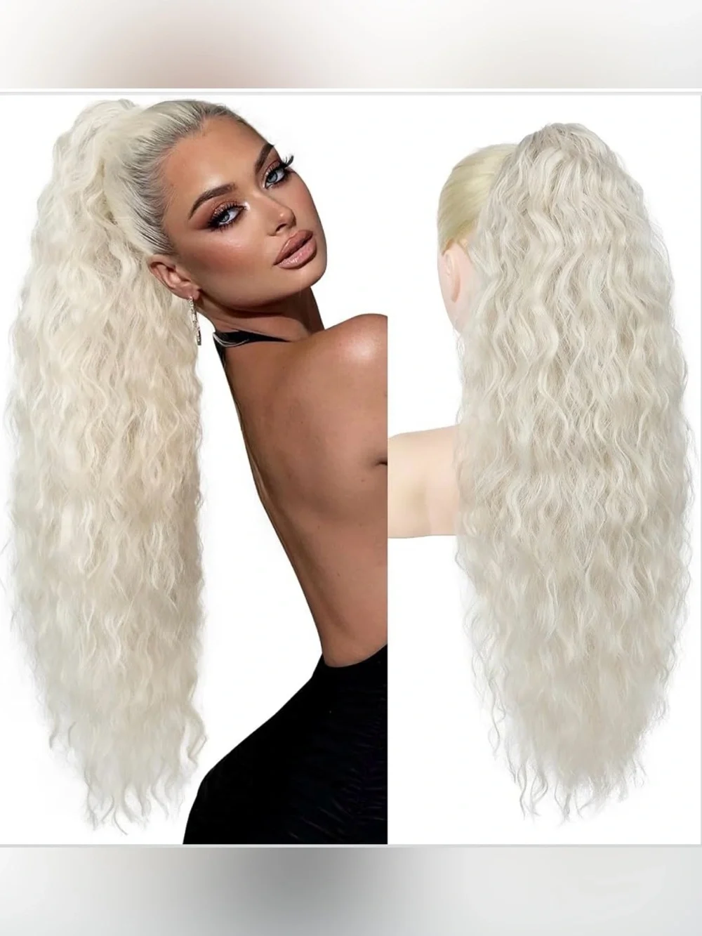 Ponytail  Extension Claw Clip Hairpiece Platinum Blonde 30”